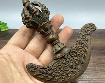 Retro Pure Copper Tibetan Buddhist Vajra Axe  Ritual Implement - Home Desktop Ornament