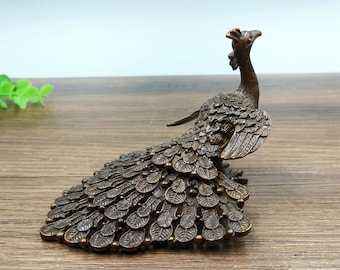 Pure copper vintage Peacock figurine/home desktop decoration