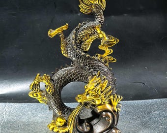Pure copper vintage Dragon  figurine/home desktop decoration