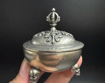 White copper Tibetan-style vajra incense burner / home desktop craft decoration.