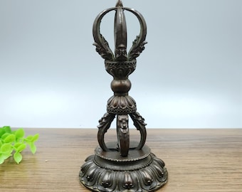 2-Piece Vintage Pure Copper Vajra Ritual Implements - Suitable for Home, Buddhist Altars, and Desktop Offerings