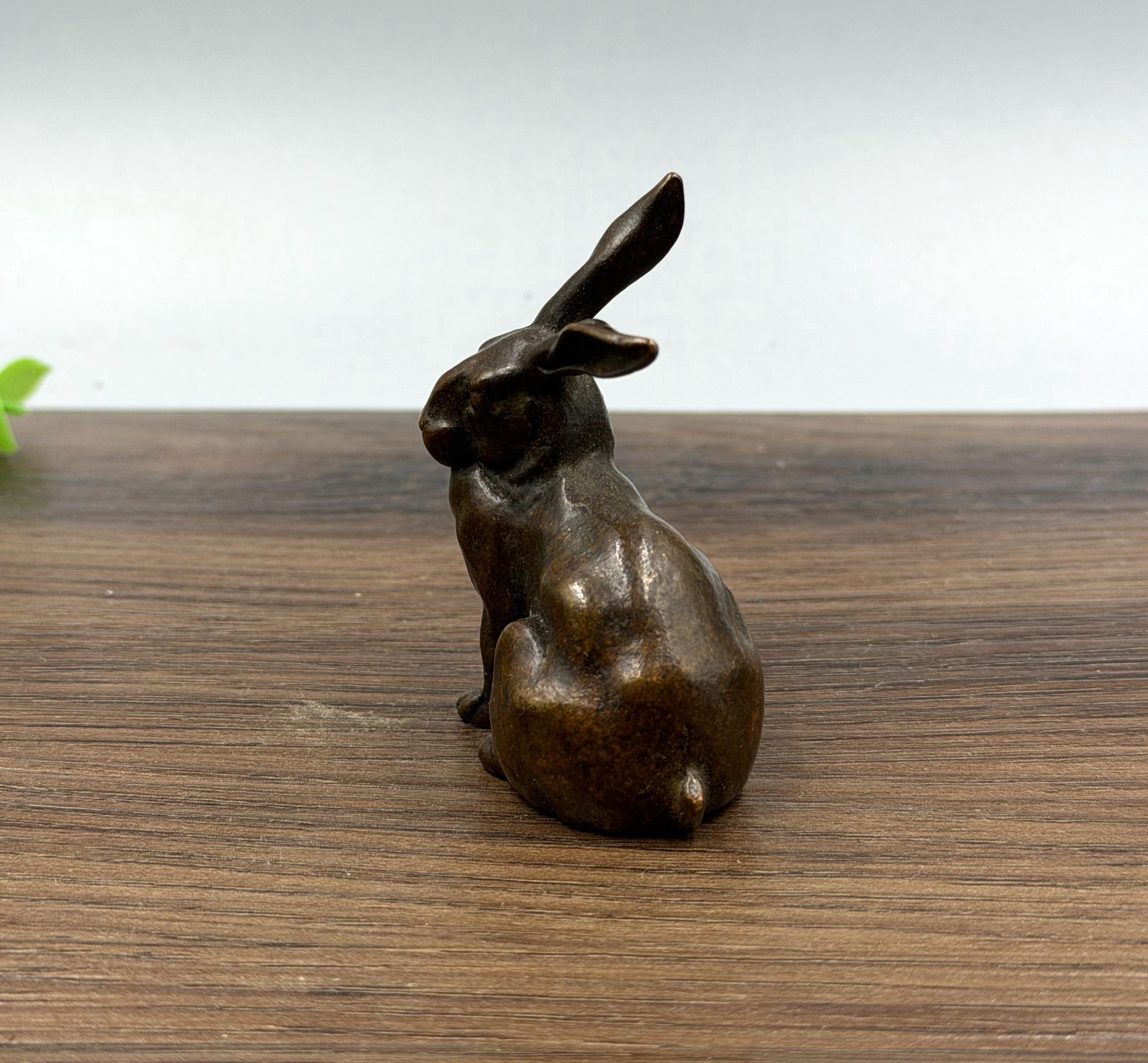 Copper The Rabbit Antique-style Pure Copper Rabbit Figurine Suitable as a Home Desktop ...