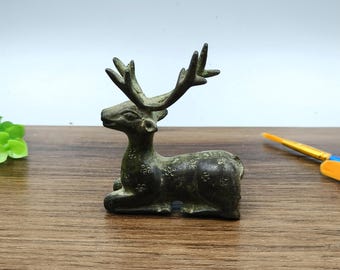 Pure copper retro Sika Deer ornament/home desktop decoration