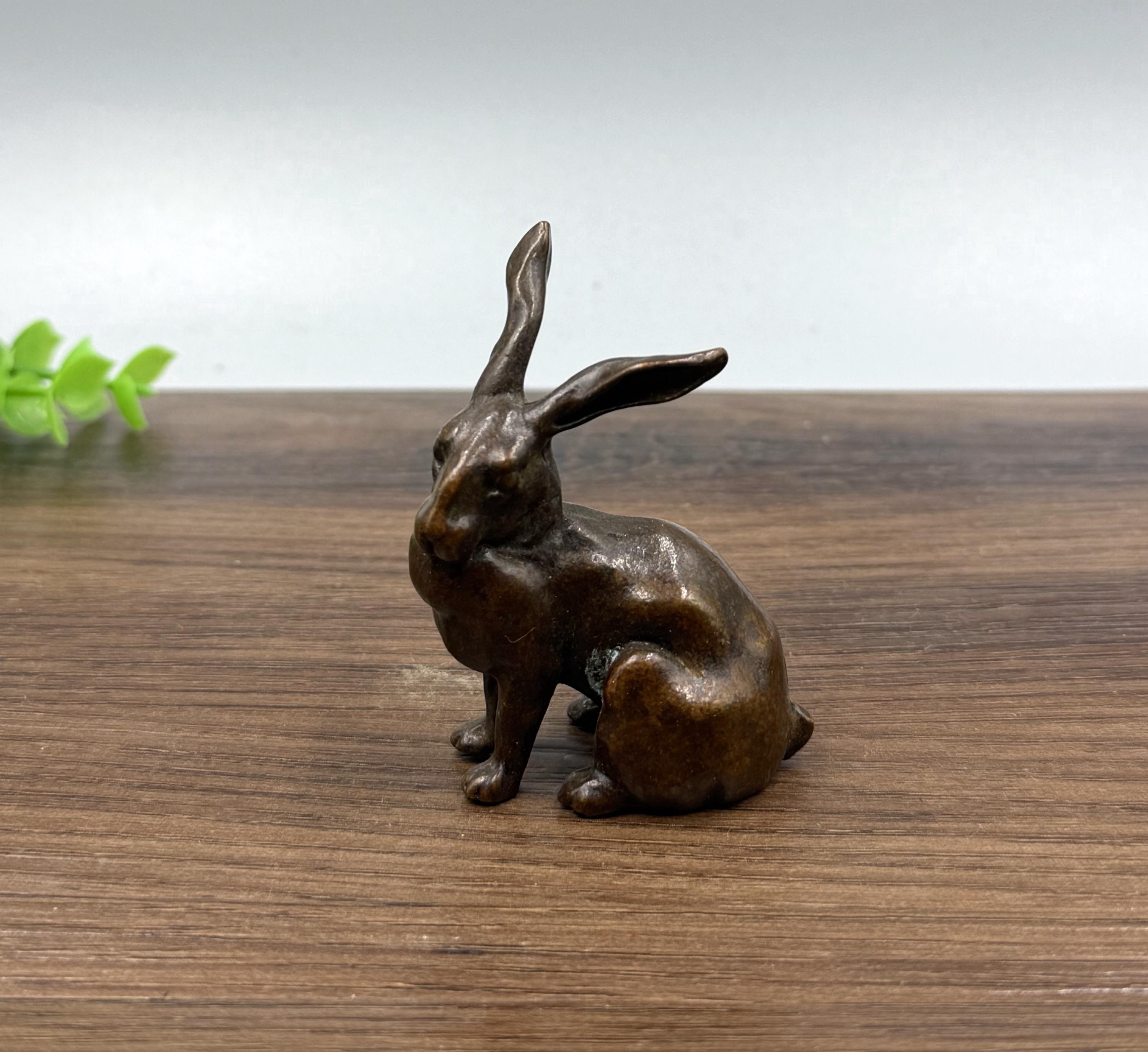 Copper The Rabbit Antique-style Pure Copper Rabbit Figurine Suitable as a Home Desktop ...