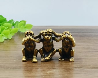 Brass Three Wise Monkeys Statue, home desktop decoration