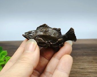 Pure copper vintage Little Goldfish figurine/home desktop decoration