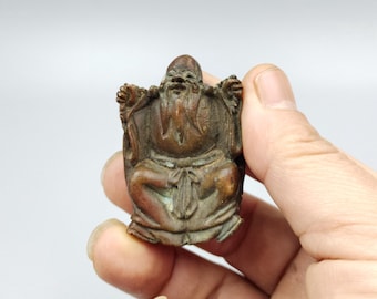 Pure copper vintage double-sided carved longevity turtle figurine/home desktop decoration