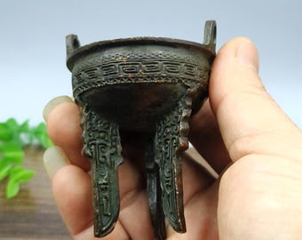 Pure copper retro Flat-footed incense burner/home offering ornament