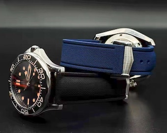 20mm Premium FKM Watch Strap – Sailcloth Texture – Foldover Clasp – Fits Moonswatch & Most Watches