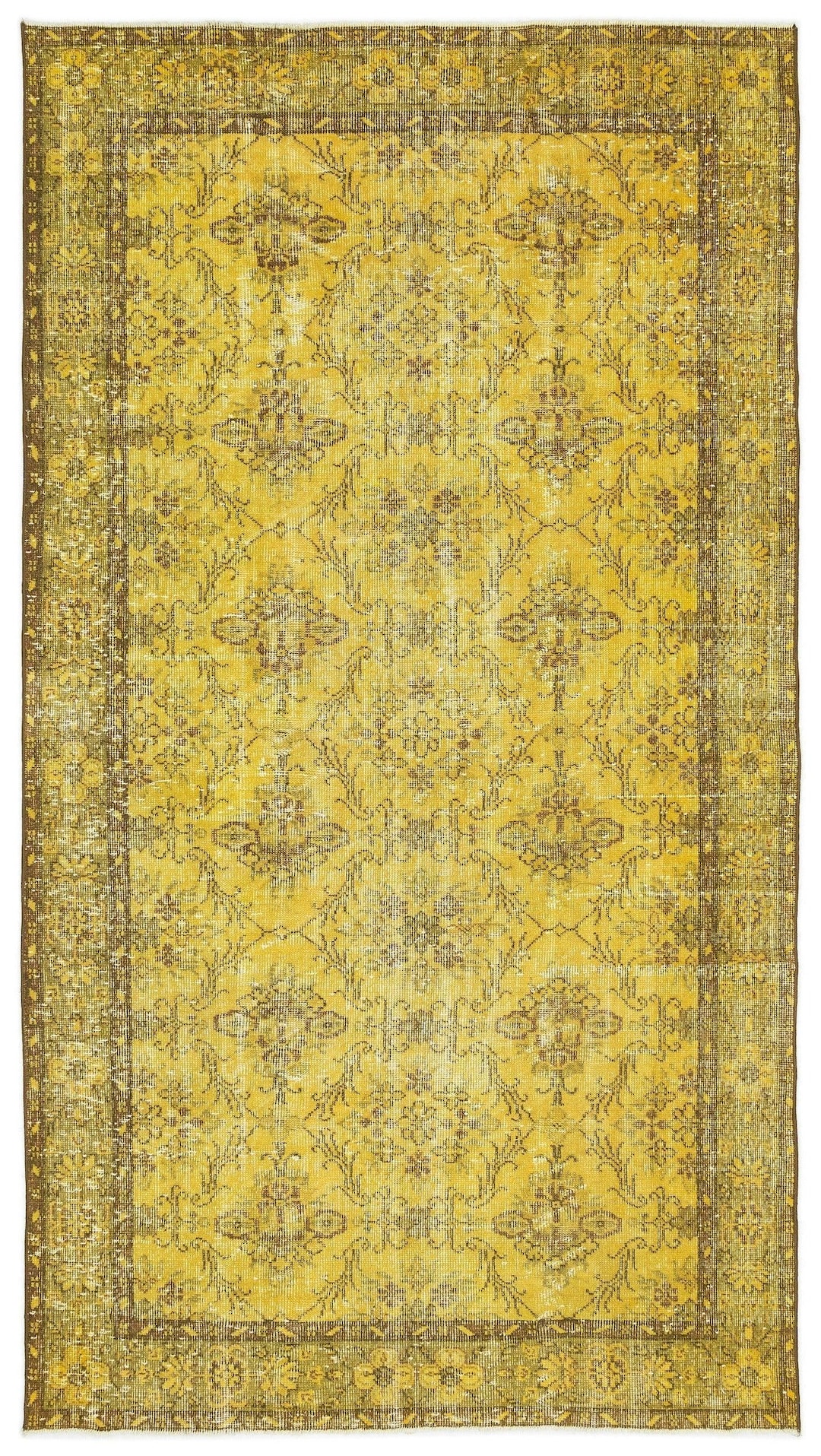 Vintage Yellow Wool Rug - Handmade Anatolian Area Carpet - Etsy