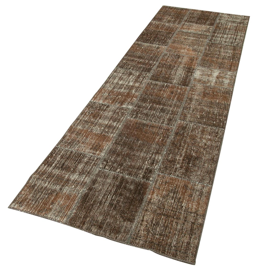 Handmade Patchwork Rug: Brown Wool and Cotton - Vintage Turkish - Etsy