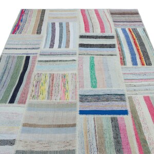 Handgemachter Patchwork Teppich: Türkisch Beige Streifen (150x200cm)