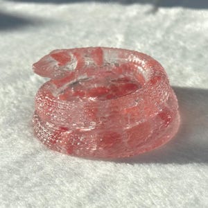 Support serpent en quartz fraise pour bougies chauffe-plat, bijoux, etc.