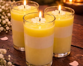 Mother’s Day candle Gift Ideas | A citrus floral scent Candle | Set of 3 for any occasion, including party favors. Yellow spring candle.