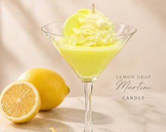 schöne Wohndekor-Kerze, Lemon Drop Martini Kerze mit Sojawachs. perfektes Geburtstagsgeschenk, Jubiläumsgeschenk oder Geschenke für beste Freunde.