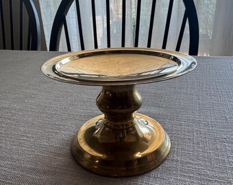 Vintage Solid Brass Pedestal Dish Smudge Incense Holder Decor India