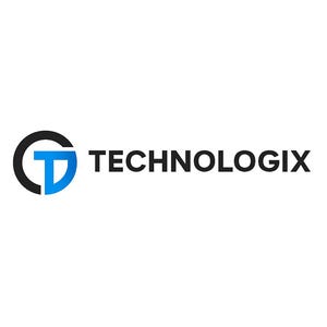 May include: The Technologix logo features a stylized letter "T" in blue, integrated within a black and blue circular design. The word "TECHNOLOGIX" is printed in a clean, sans-serif font to the right of the logo, all set against a white background.