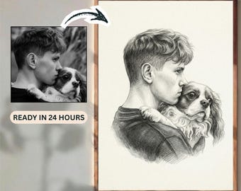 Retrato personalizado a lápiz dibujado a mano a partir de una fotografía (solo archivo digital)