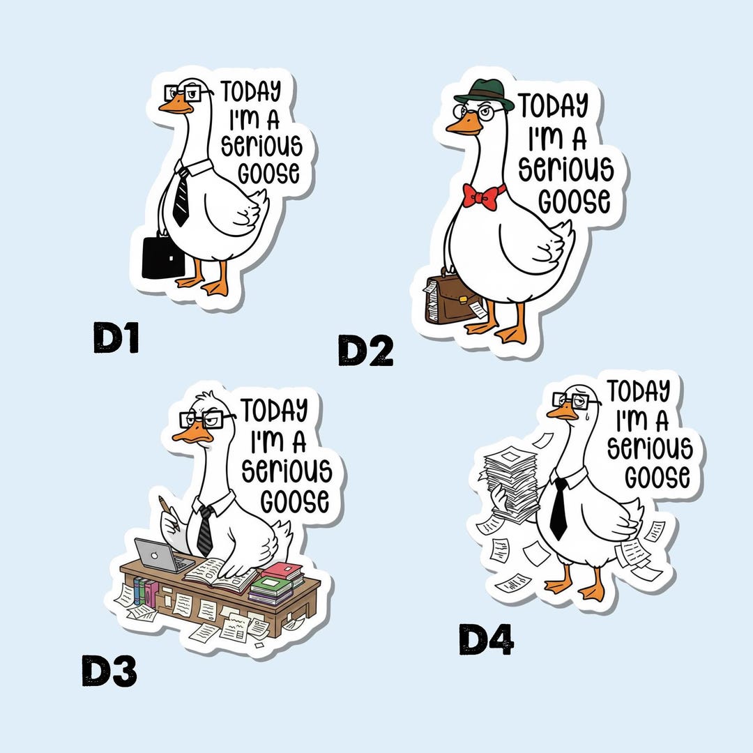 Silly Goose Sticker, Serious Goose Decal, Funny Laptop Sticker ...