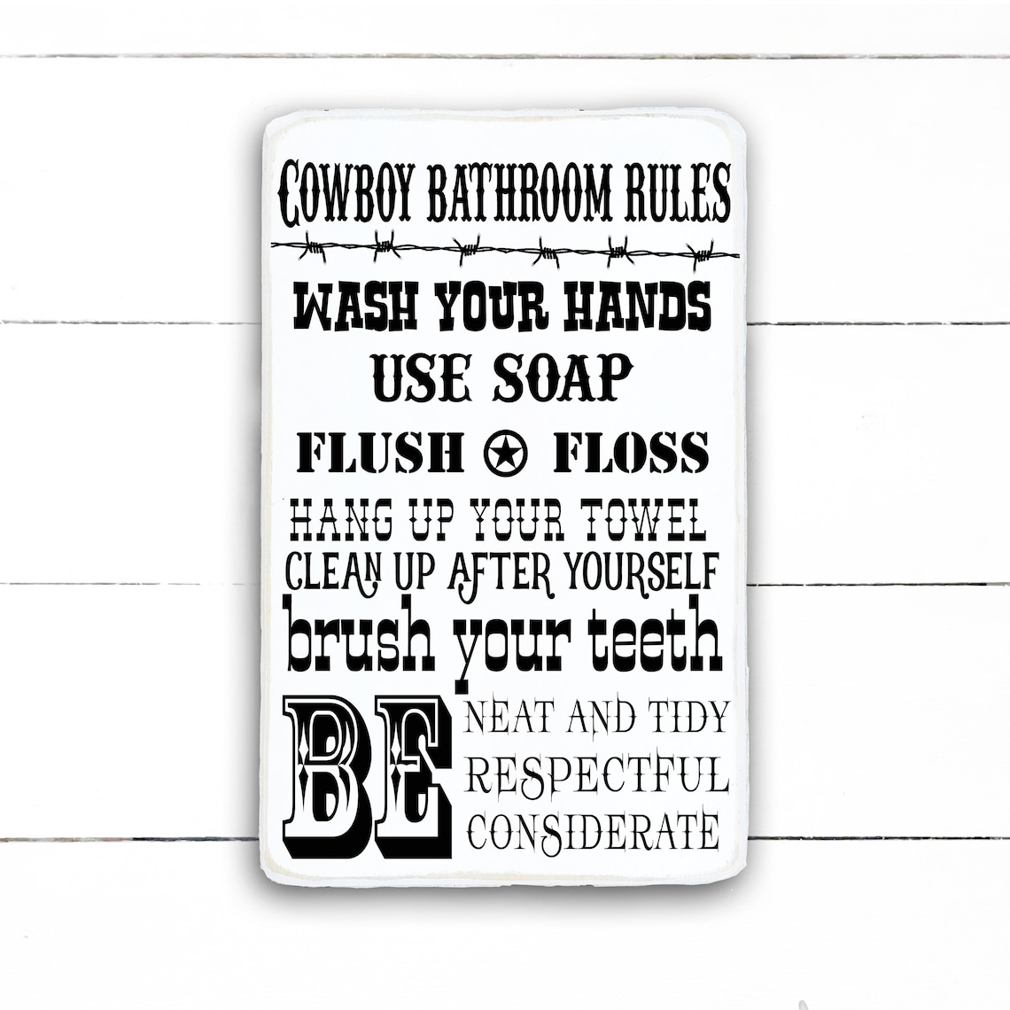 Wood sign cowboy bathroom rules boys bathroom horse lover | Etsy