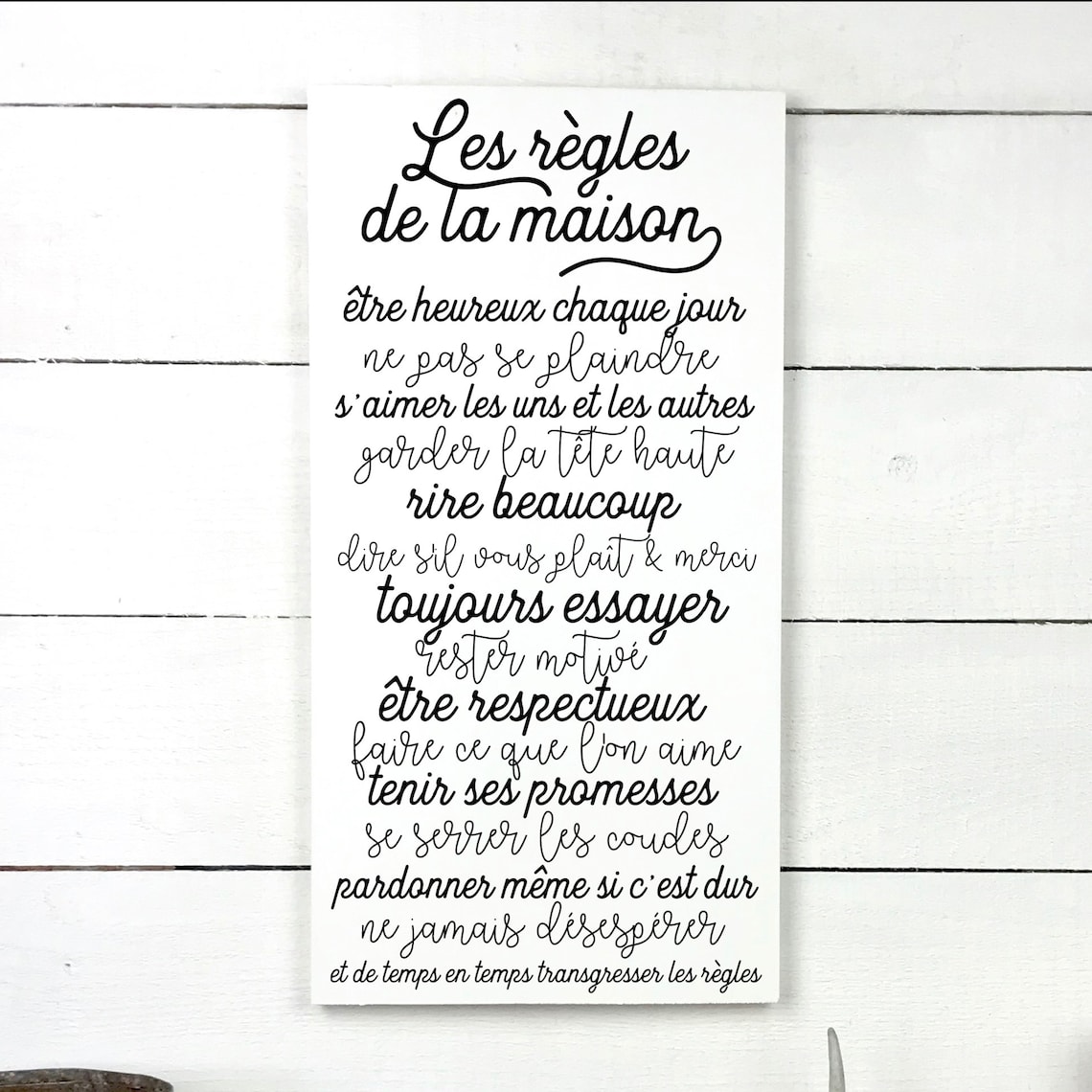 Wood sign Les règles de la maison french family house | Etsy