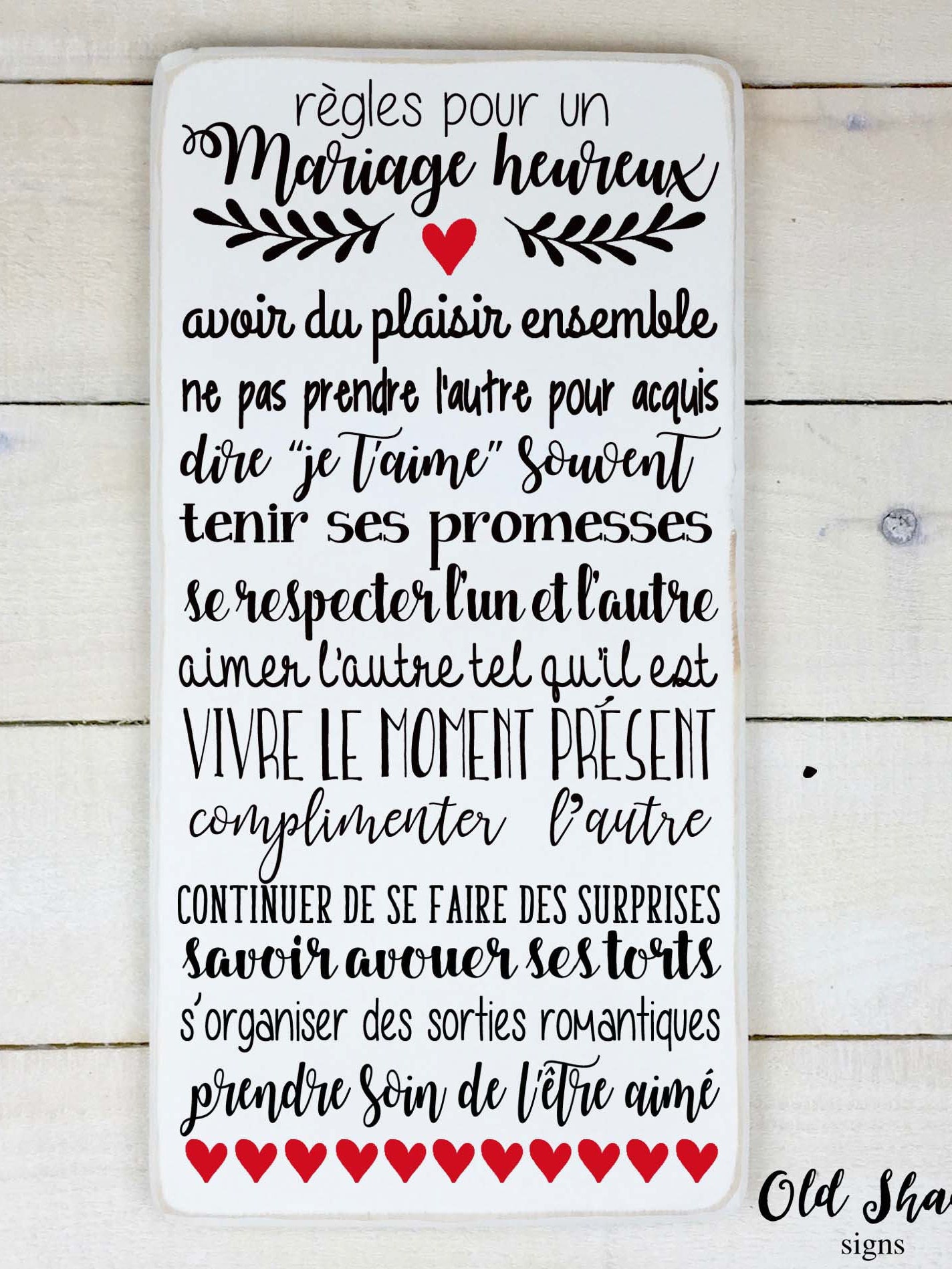 Wood Sign Regle Pour Un Mariage Heureux Present For Newly Etsy