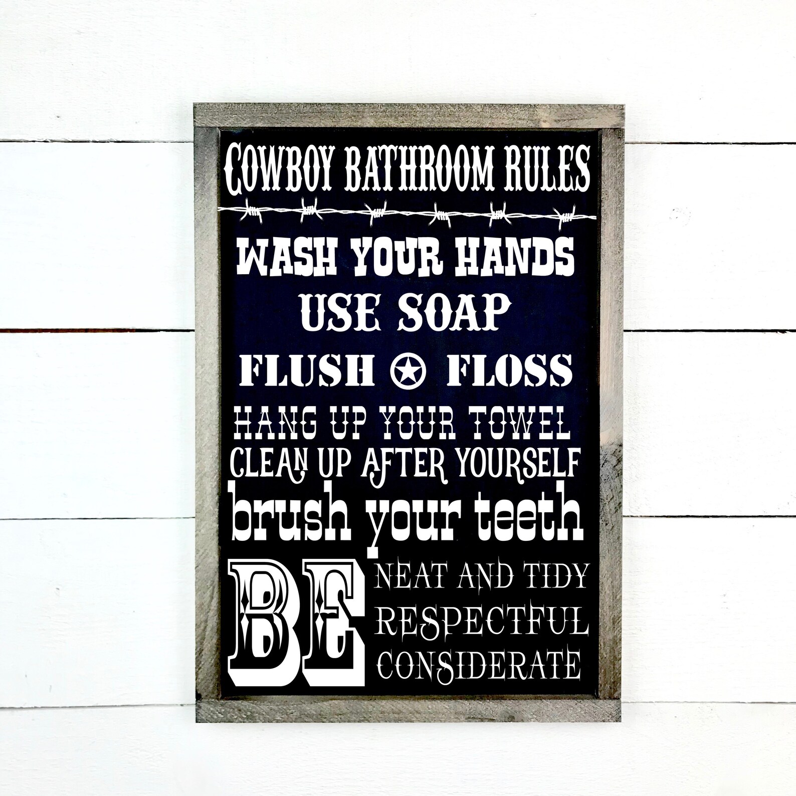 Wood sign cowboy bathroom rules boys bathroom horse lover | Etsy