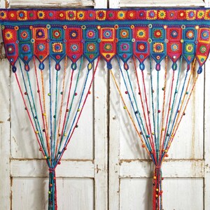 Crochet Retro Colorful Boho Beaded Door Curtain Pattern Digital PDF Download Tutorial