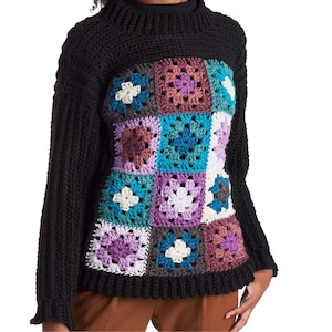 Crochet Granny Square Patchwork Cardigan Pattern Tutorial - Sizes XS to 5XL - Digital PDF Download