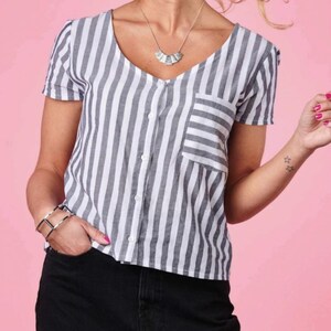 Repurpose Shirt Upcycled V-Neck Blouse Sewing Pattern PDF Tutorial Digital PDF Download