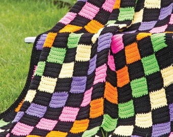 Gehäkelte geometrische bunte Patchwork Afghan Decke Muster Anleitung Digital PDF Download