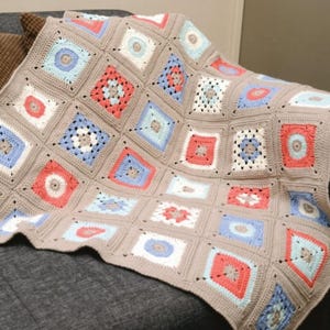 Crochet Patchwork Granny Square Afghan Circle in a Square Blanket Pattern Tutorial Digital PDF Download