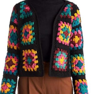 Instructiespatroon gehaakt oma vierkant jasje - retrostijl patchworkvest digitale download