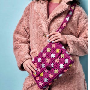 Crochet Multi-Color Granny Square Patchwork Purse Bag Pattern Tutorial Handbag Digital PDF Download