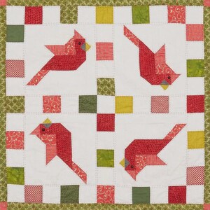 Cardinal Patchwork Quilt Pattern Tutorial 40" Quadrat Weihnachtsdekor Digitale PDF-Download Bild 3