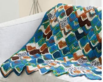 Gehäkelte Multi-Ton Patchwork Afghan tunesisch Überwurf-Muster 48 "x 60" Digital Download Intermediate