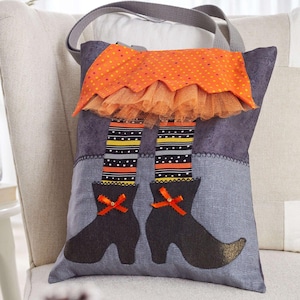 Sewing Tote Witch Legs Pattern Trick-or-Treat Bag Digital Download Easy Halloween Project