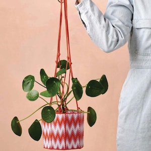 Colorful Plastic Canvas Retro Bargello Plant Cover Hanger Pattern Embroidery Tutorial Digital PDF Download