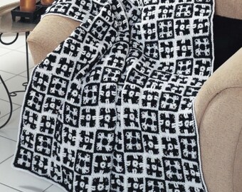 Gehäkelte geometrische Patchwork Nacht und Tag Afghan Decke Anleitung Muster Digitale PDF-Download