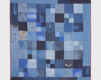 Recycled Denim Quilt Pattern Upcycled Jean Überwurf PDF Decke Anleitung Digital Download