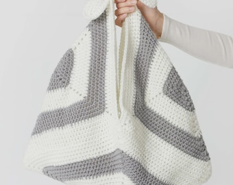 Patrón de bolso bento cuadrado de crochet fácil, tutorial de nudo, bolso tote, descarga digital