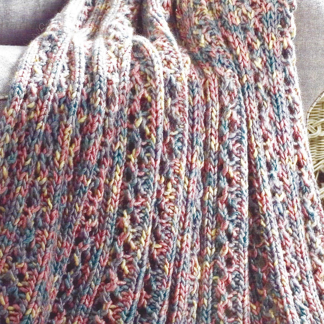 Tth Pattern Big Needle Knit Double Lace Rib Throw Pattern Afghan Digital PDF ...