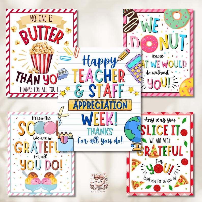 20 Teacher Appreciation Signs, Staff Thank You Posters, We Appreciate ...