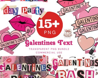 Y2K Galentines PNG Bundle, Retro Clipart (Digital Download)