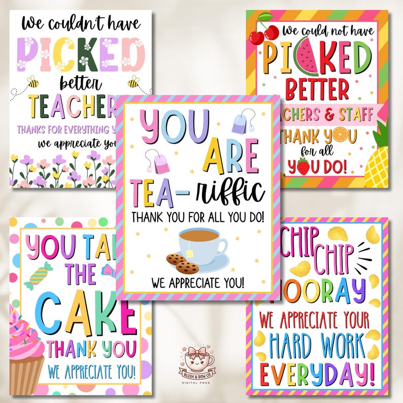 20 Teacher Appreciation Signs, Staff Thank You Posters, We Appreciate ...
