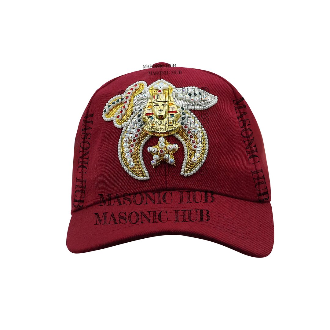 Shriner Maroon Baseball Cap | Gold Tassel & Rhinestone Embellished Fez ...