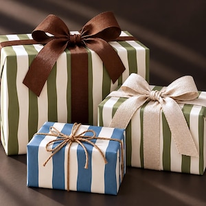 Dark Brown Wrapping Paper Stripe Birthday Husband Gift Wrap Sheets Neutral Holiday Gift Wrap for Him Unique Present Wrap for Pet Owner