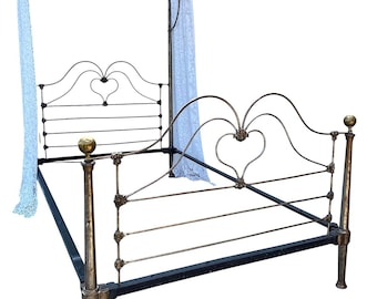 Half Tester Antique Iron "Heart Shape" Bed Frame