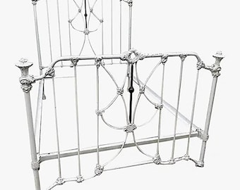 Antique Iron Victorian Style Bed Frame w/ Brass Center Spoke