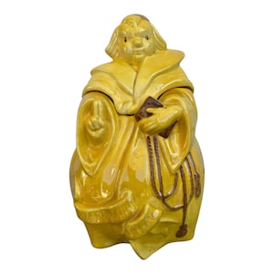 Vintage Red Wing Pottery Friar Tuck / Monk Cookie Jar Yellow 1940s-1950s Marked